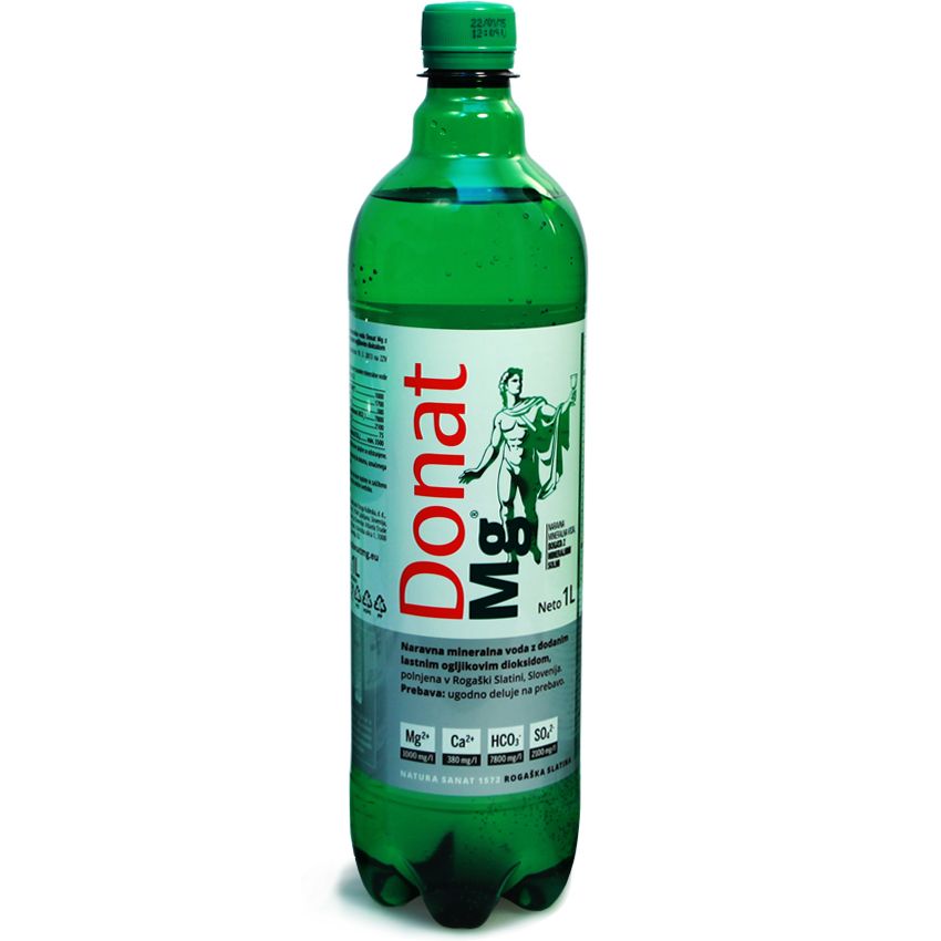 Вода минеральная Donat Mg, лечебная газированная, в пластиковой бутылке, 1 л, 1 шт.
