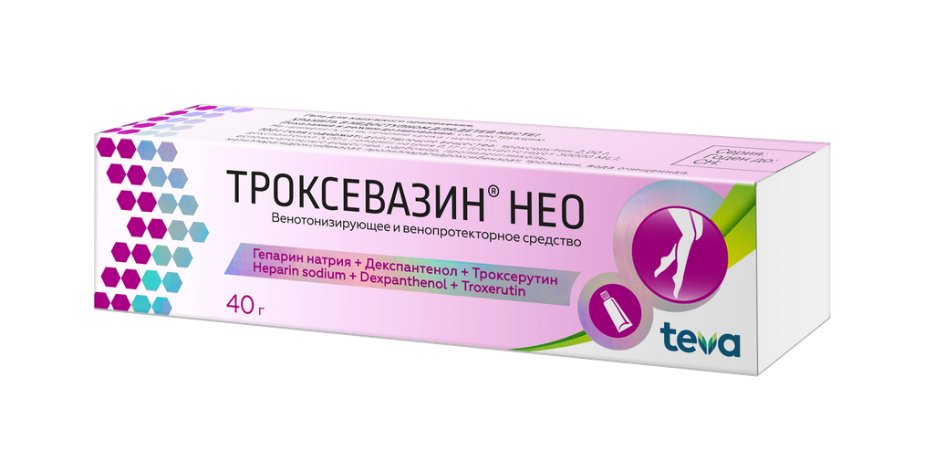Троксевазин Нео, гель для наружного применения, 40 г, 1 шт.
