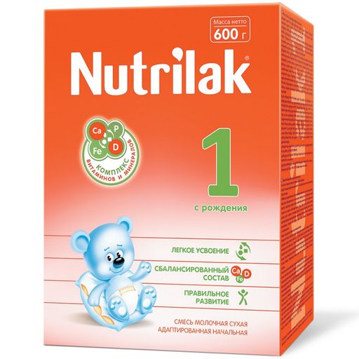 Nutrilak 1 Смесь сухая молочная адаптированная 0-6 мес, смесь молочная сухая, 600 г, 1 шт.
