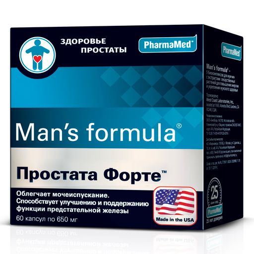 Man's formula Простата Форте, 650 мг, капсулы, 60 шт.