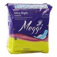 Meggi Ultra Night Прокладки гигиенические, 5 капель, 8 шт.