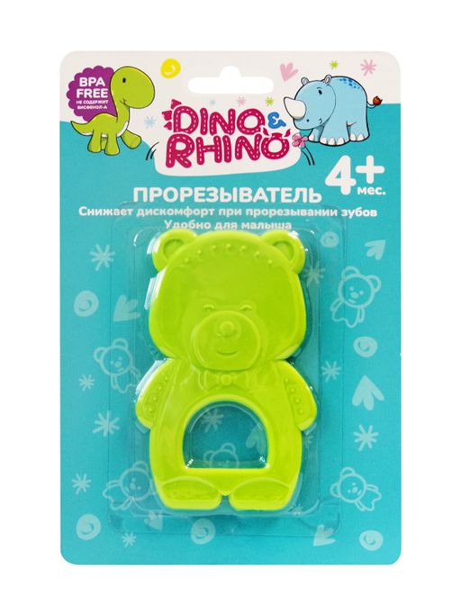 Dino&Rhino Прорезыватель Мишка, для детей с 4 месяцев, 1 шт.