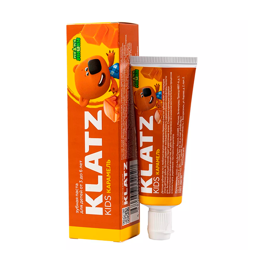 Klatz Kids Зубная паста для детей, без фтора, паста зубная, Мимимишки карамель, карамель, 40 мл, 1 шт.