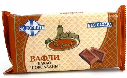 Невские вафли Какао-Шоколадные на сорбите, вафли, без сахара, 105 г, 1 шт.