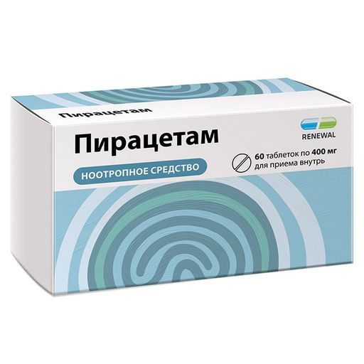 Пирацетам, 400 мг, таблетки, покрытые пленочной оболочкой, 60 шт.