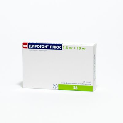 Диротон Плюс, 1.5 мг+10 мг, капсулы с модифицированным высвобождением, 28 шт.